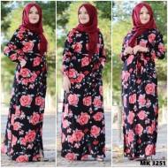 Büyük Beden Gül Bahçesi Desenli Komple Düğmeli Elbise Kırmızı Büyük Beden Gül Bahçesi Desenli Komple Düğmeli Elbise Kırmızı