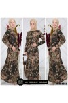 Büyük Beden Desenli Pamuklu Elbise  Haki