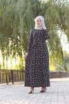Büyük Beden Desenli Pamuklu Elbise  Kemer Hediyeli  Siyah Şal Desen
