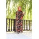 Büyük Beden Baskılı Krep Kumaş Elbise 64 bedene kadar  Kiremit Palmiye