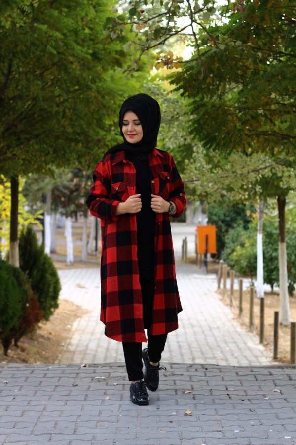 Büyük Beden Kalın Uzun Oduncu Gömlek Kırmızı Büyük Beden Kalın Uzun Oduncu Gömlek Kırmızı