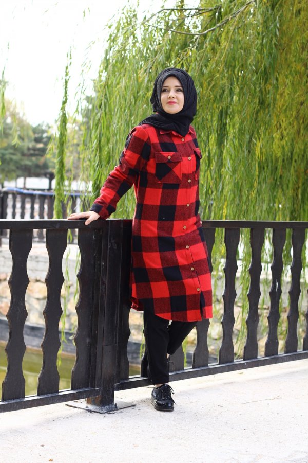 Büyük Beden Kalın Uzun Oduncu Gömlek Kırmızı Büyük Beden Kalın Uzun Oduncu Gömlek Kırmızı