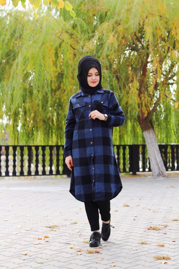 Büyük Beden Kalın Uzun Oduncu Gömlek  Petrol