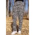 Büyük Beden Desenli Pamuk Süet Cepli Beli Lastikli Pantolon  Siyah Leopar