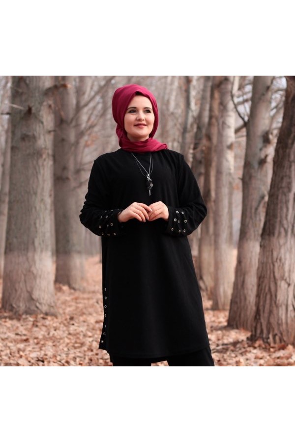 Büyük Beden Kuş Gözü Detaylı İkili Takım KOLYE HEDİYELİ Siyah Büyük Beden Kuş Gözü Detaylı İkili Takım KOLYE HEDİYELİ Siyah