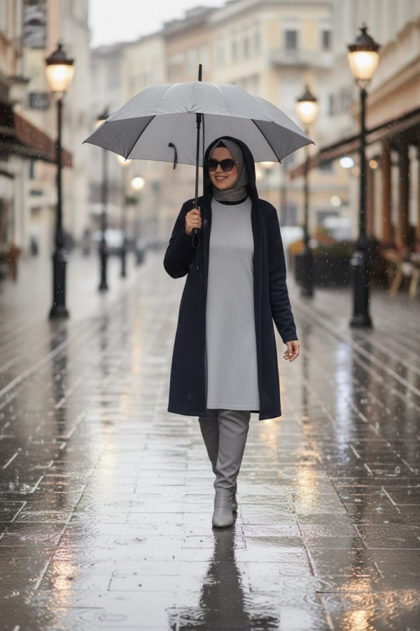 Büyük Beden Kapşonlu Fermuarlı Polar Kap Lacivert Büyük Beden Kapşonlu Fermuarlı Polar Kap Lacivert