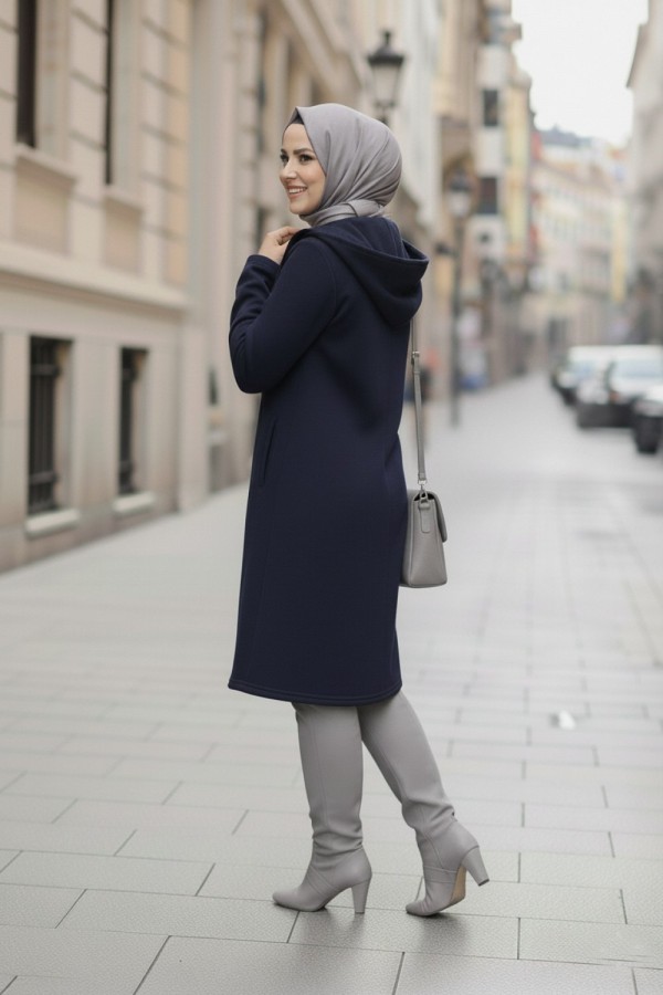 Büyük Beden Kapşonlu Fermuarlı Polar Kap Lacivert Büyük Beden Kapşonlu Fermuarlı Polar Kap Lacivert