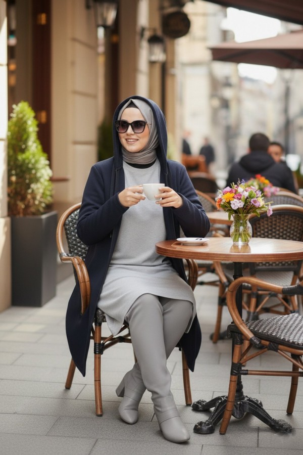 Büyük Beden Kapşonlu Fermuarlı Polar Kap Lacivert Büyük Beden Kapşonlu Fermuarlı Polar Kap Lacivert