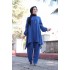 Büyük Beden Asimetrik Kesim İkili Takım  KOLYE HEDİYELİ  Petrol Mavi