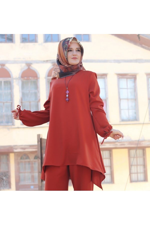 Büyük Beden Asimetrik Kesim İkili Takım KOLYE HEDİYELİ Kiremit Büyük Beden Asimetrik Kesim İkili Takım KOLYE HEDİYELİ Kiremit