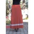 Büyük Beden Şeritli Piliseli Astarlı Etek  Kiremit