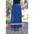 Büyük Beden Şeritli Piliseli Astarlı Etek  Petrol Mavi