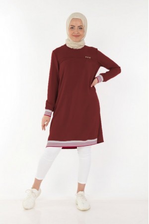 Büyük Beden Üç Düğmeli Ribana Detaylı Tunik