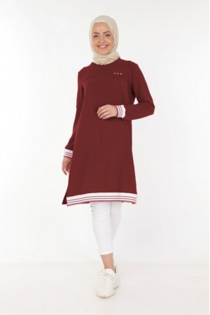 Büyük Beden Üç Düğmeli Ribana Detaylı Tunik