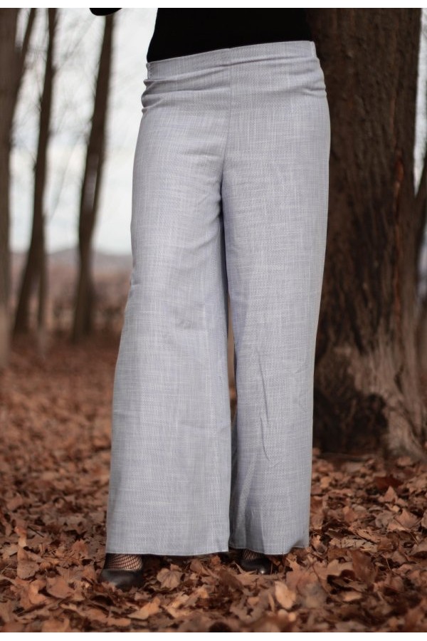 Beli Kuşaklı Bol Paça Keten Pantolon