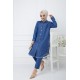 Büyük Beden Yanları Düğme Detaylı Tensel Kot Takım Koyu Mavi Büyük Beden Yanları Düğme Detaylı Tensel Kot Takım Koyu Mavi