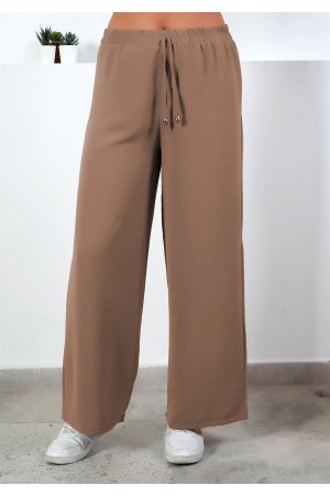 Bol Paça İthal Yüksek Bel Ayrobin Pantolon  Bej