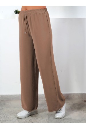 Bol Paça İthal Yüksek Bel Ayrobin Pantolon  Bej