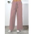 Bol Paça İthal Yüksek Bel Ayrobin Pantolon  Pudra
