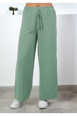 Bol Paça İthal Yüksek Bel Ayrobin Pantolon  Çağla