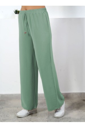 Bol Paça İthal Yüksek Bel Ayrobin Pantolon  Çağla