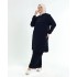 Büyük Beden Ayrobin Düğme Detaylı İkili Takım  Lacivert