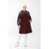 Büyük Beden Derili Jakar Kaşe Fermuarlı Kap  Bordo