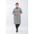 Kadın Büyük Beden Kalın Uzun Oduncu Gömlek  Siyah Beyaz İçiçe Kare