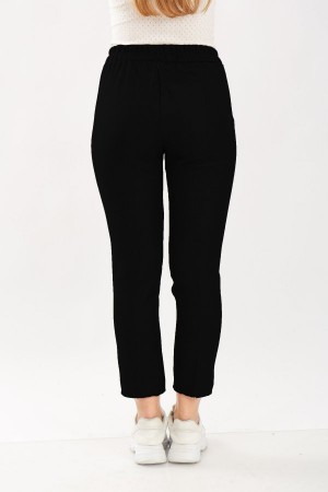 Kadın Kışlık Yün Efekt Dar Paça Pantolon  Siyah