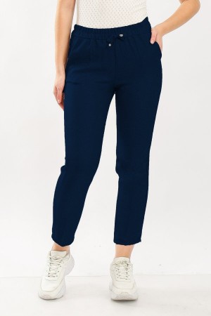 Kadın Kışlık Yün Efekt Dar Paça Pantolon  Lacivert