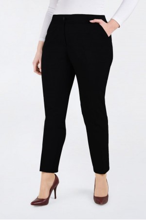Kadın Büyük Beden Klasik Cepli Kumaş Pantolon  Siyah