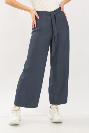 Kadın Kışlık Yün Efekt Bol Paça Pantolon  Koyu Gri