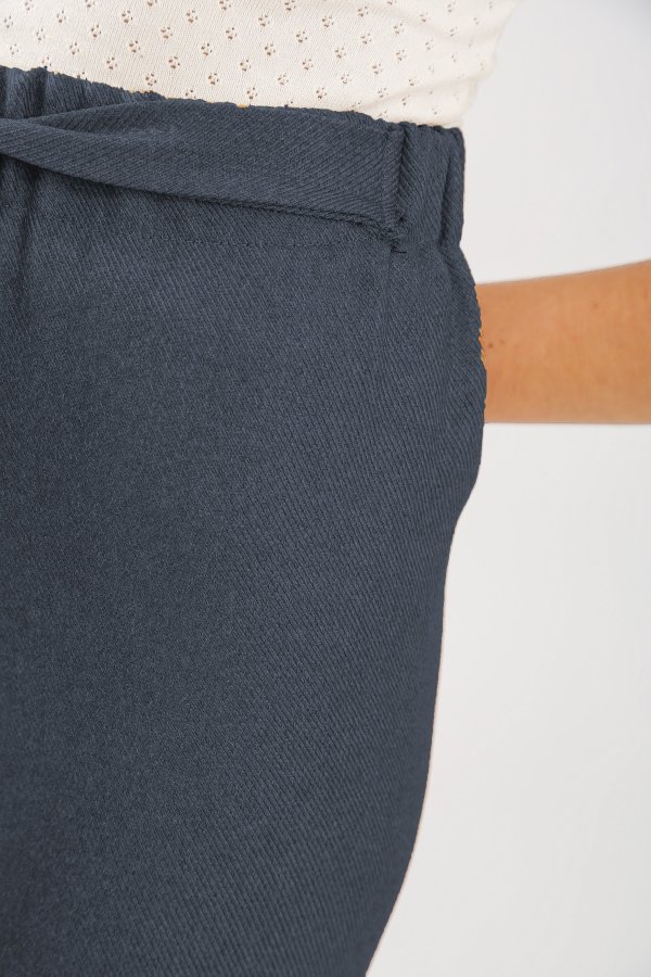 Kadın Kışlık Yün Efekt Bol Paça Pantolon  Koyu Gri