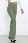 Kadın Beli Lastikli Full Likralı İspanyol Paça Pantolon  Çağla Yeşili