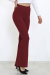 Kadın Büyük Beden Beli Lastikli Full Likralı İspanyol Paça Pantolon  Bordo