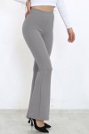 Kadın Büyük Beden Beli Lastikli Full Likralı İspanyol Paça Pantolon  Gri