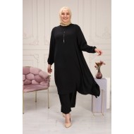 Mevlana Salaş Uzun Ayrobin İkili Takım Kolye Hediyeli  Siyah