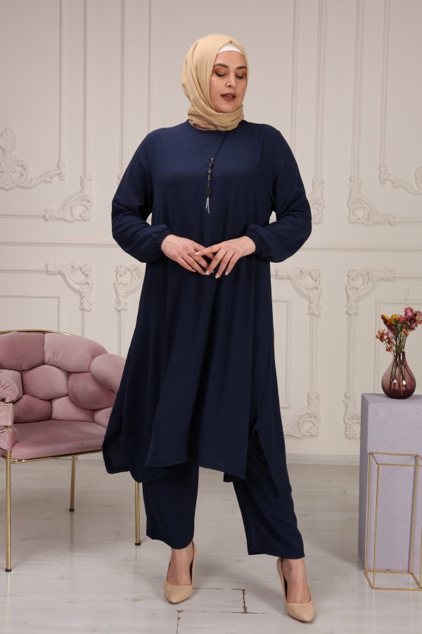 Mevlana Salaş Uzun Ayrobin İkili Takım Kolye Hediyeli Lacivert Mevlana Salaş Uzun Ayrobin İkili Takım Kolye Hediyeli Lacivert