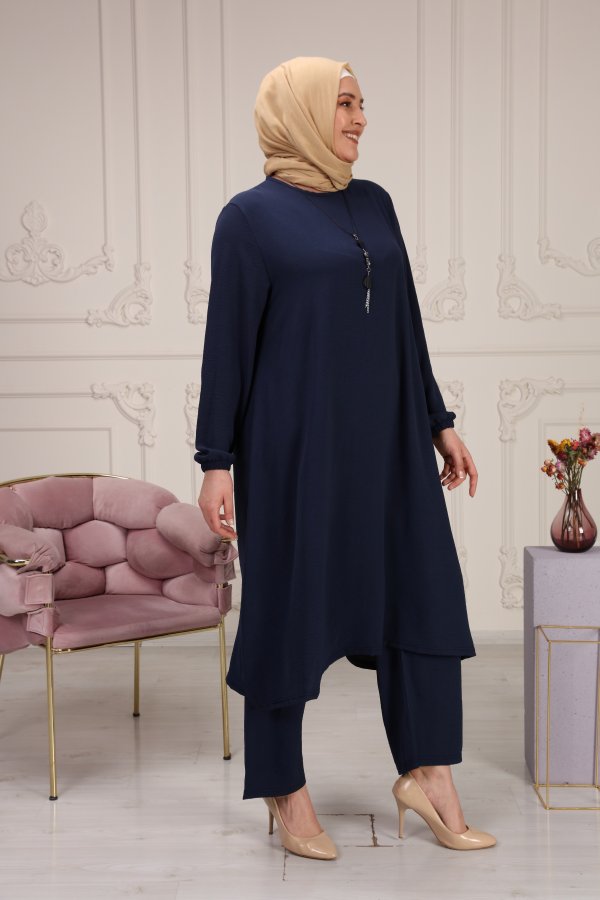 Mevlana Salaş Uzun Ayrobin İkili Takım Kolye Hediyeli Lacivert Mevlana Salaş Uzun Ayrobin İkili Takım Kolye Hediyeli Lacivert