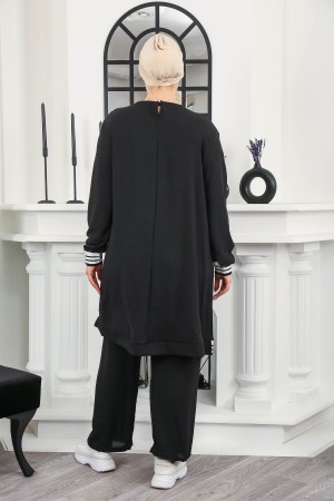 Kadın Büyük Beden Yan Ribanalı İkili Takım  Siyah