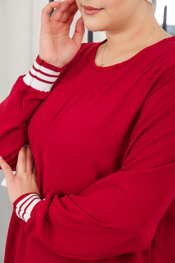 Kadın Büyük Beden Yan Ribanalı İkili Takım Bordo Kadın Büyük Beden Yan Ribanalı İkili Takım Bordo