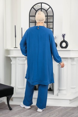 Kadın Büyük Beden Yan Ribanalı İkili Takım  Petrol