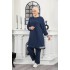 Kadın Büyük Beden Yan Ribanalı İkili Takım  Lacivert