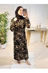 Büyük Beden Baskılı Krep Kumaş Elbise 64 bedene kadar  Damla Leopar