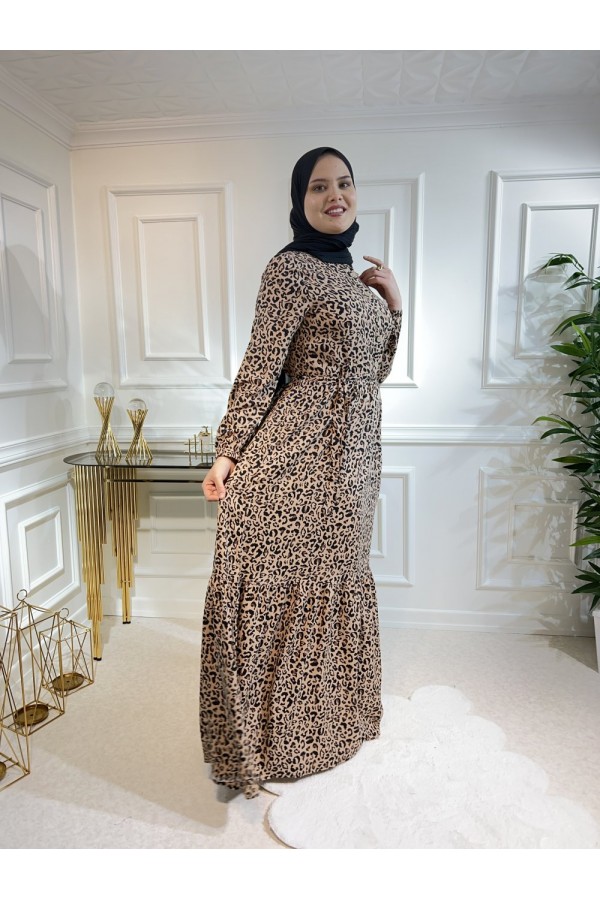 Aleyna Pamuk Viskon Elbise Vizon Leopar Aleyna Pamuk Viskon Elbise Vizon Leopar