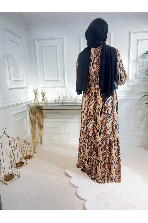 Aleyna Pamuk Viskon Elbise Kahve Zebra Aleyna Pamuk Viskon Elbise Kahve Zebra