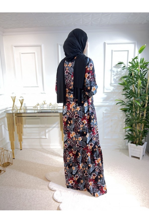 Aleyna Pamuk Viskon Elbise Mavi Kiremit Palmiye Aleyna Pamuk Viskon Elbise Mavi Kiremit Palmiye