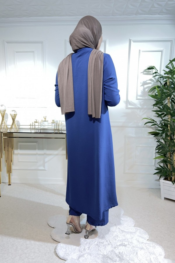 Başak Düğmeli Ayrobin Takım İndigo Başak Düğmeli Ayrobin Takım İndigo