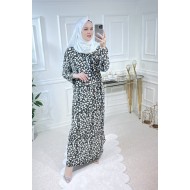 Büyük Beden Baskılı Krep Kumaş Elbise 68 Bedene Kadar Siyah Sarı Çiçek