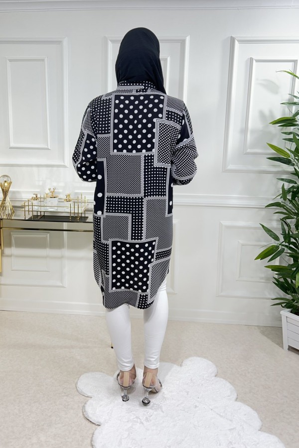 Sinem Viskon Gömlek Siyah Karma Puanlı Sinem Viskon Gömlek Siyah Karma Puanlı